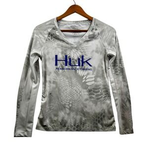 Huk Performance Fishing Shirt Womens Small  Kryptek‎ Icon Blue Camo Long Sleeve